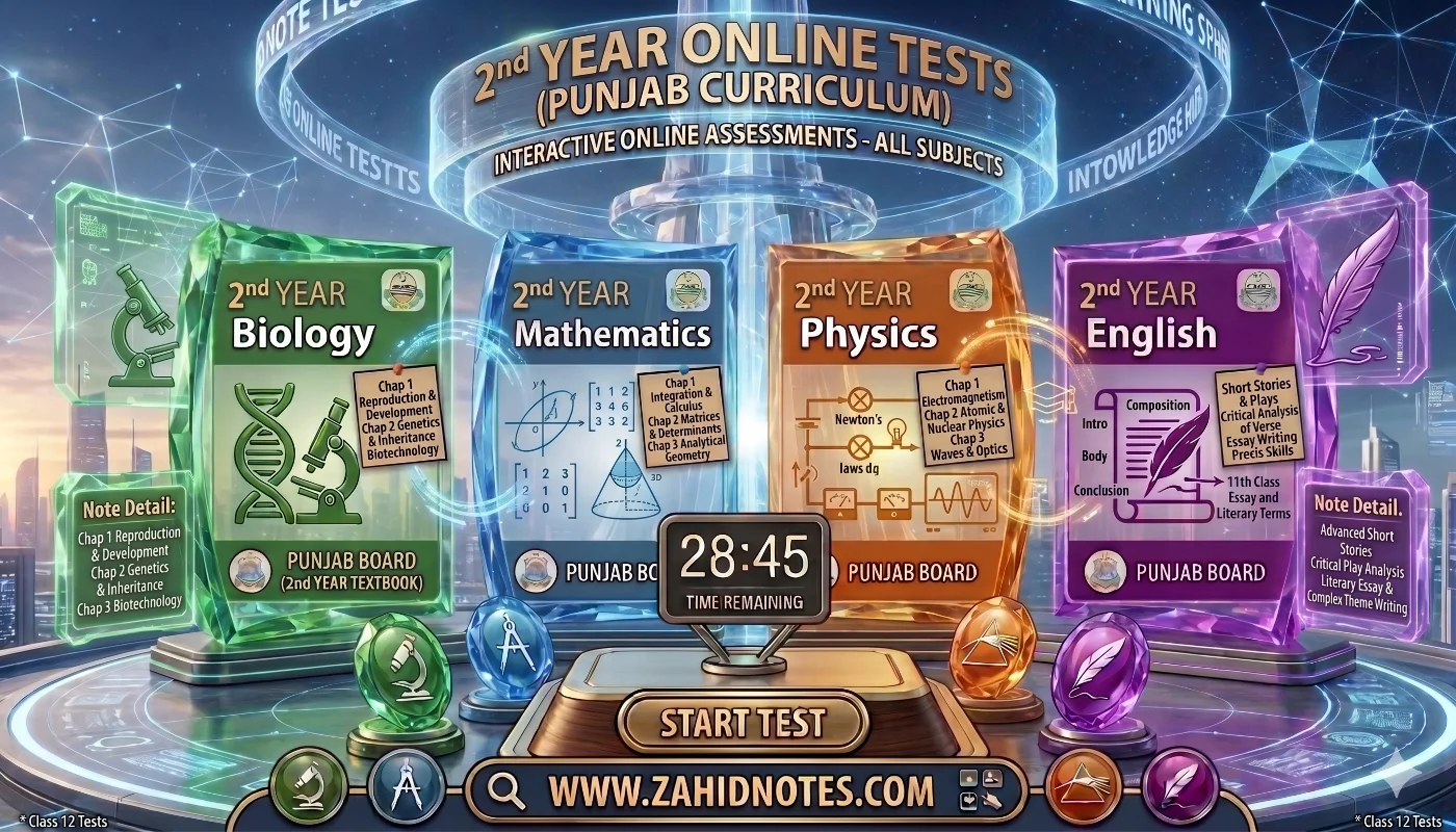 2nd year Online Test (Punjab Board) 1 2nd Year Online Test