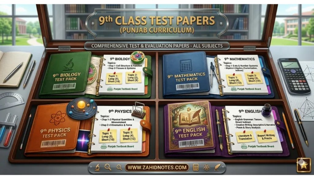 9th Class Test paper