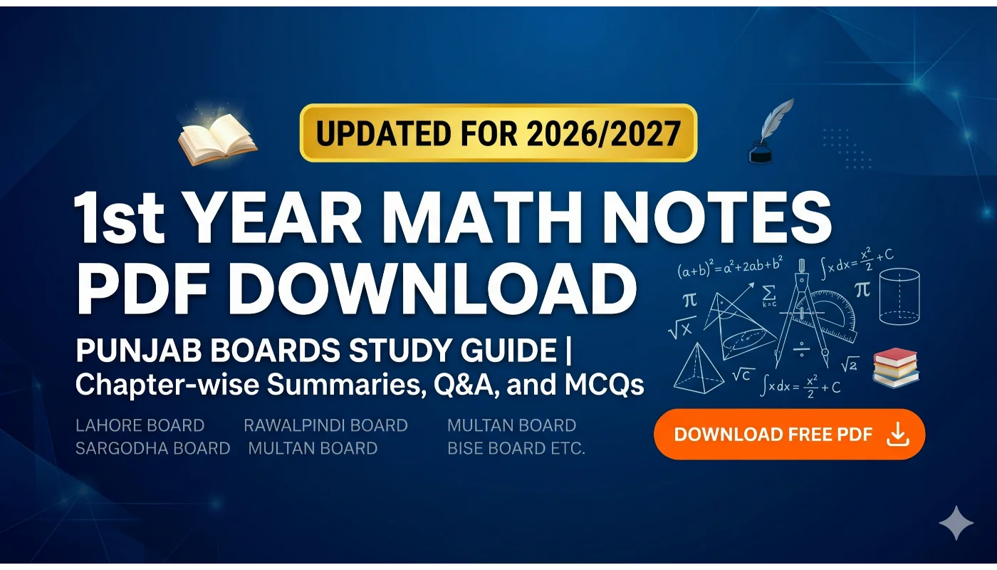 1st Year Math Notes PDF Download 2026/2027 | Punjab Boards