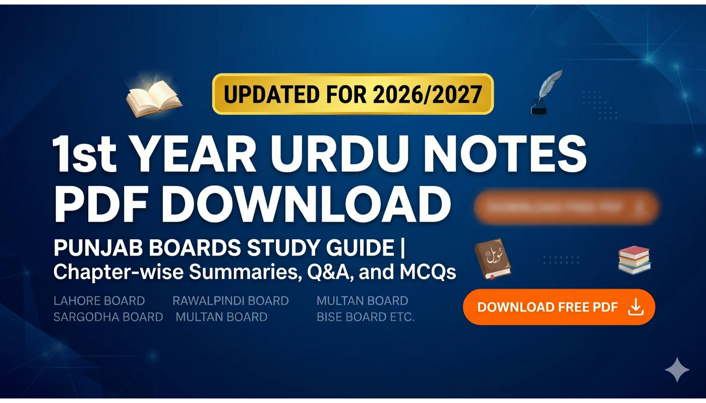 1st Year Urdu Notes PDF Download 2026/2027 | Punjab Boards Study Guide